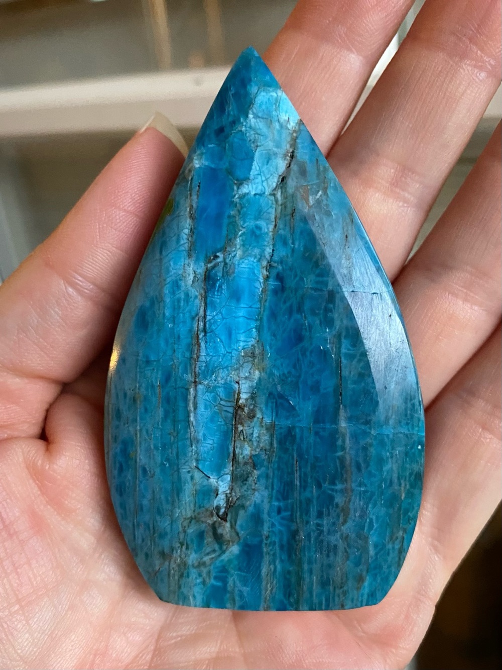 Blue Apatite “Ocean’s Insight” Teardrop Freeform – 3 Inches